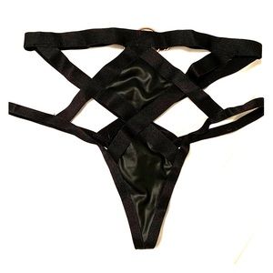 Black Strappy Cage Thong